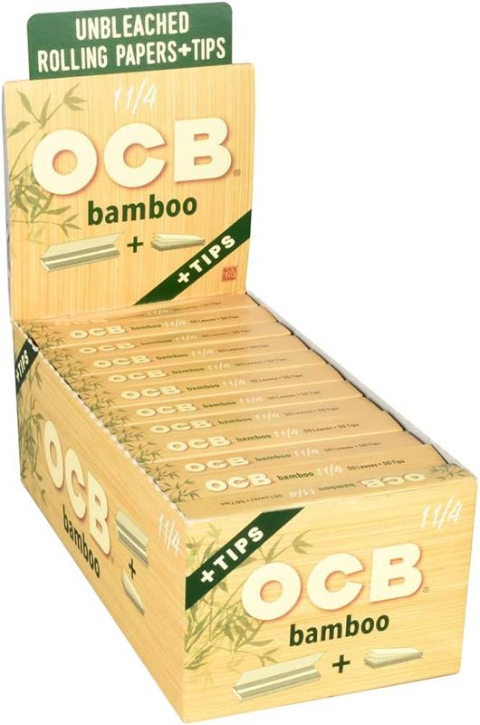 OCB Bamboo Rolling Papers w/Tips - 50pk / 1 1/4"