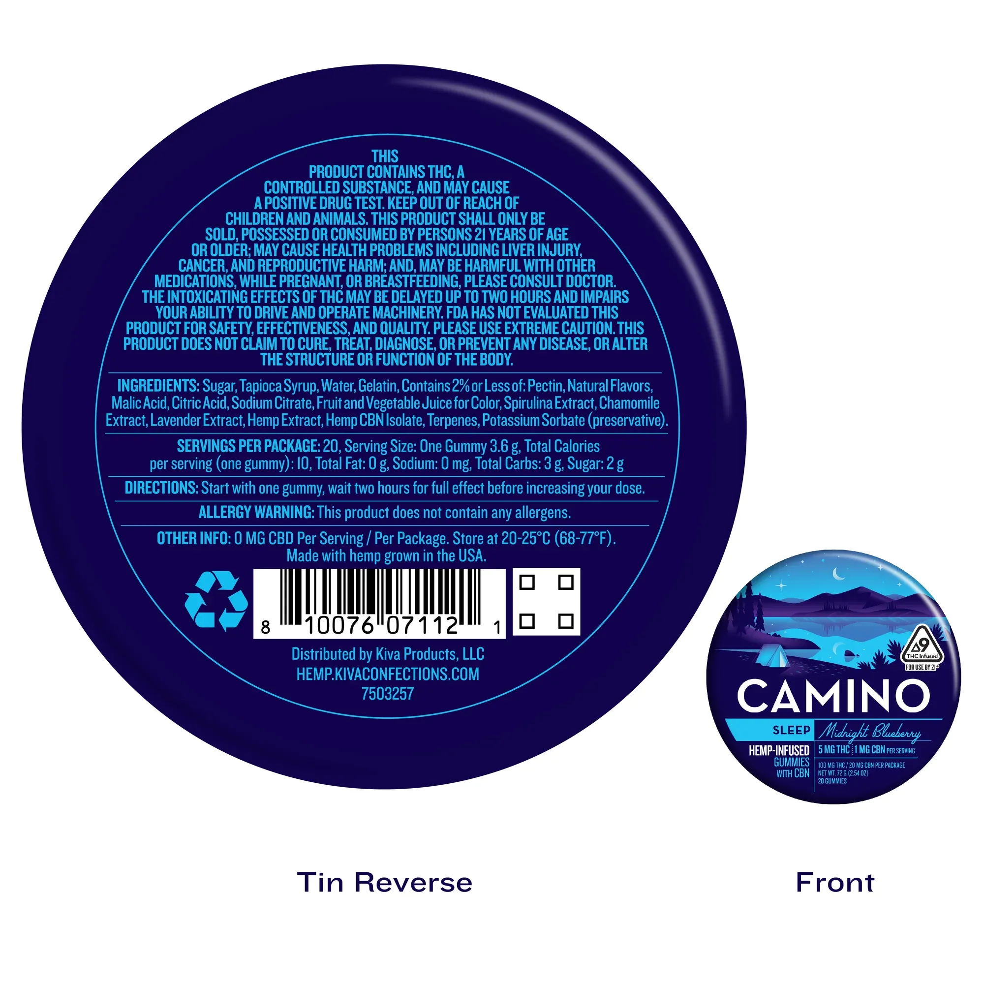 Camino Midnight Blueberry 'Sleep' 5mg : 1mg CBN Gummies