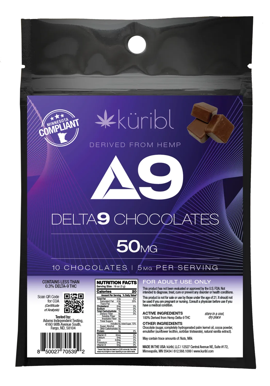 Kuribl's THC-D9 infused Chocolates