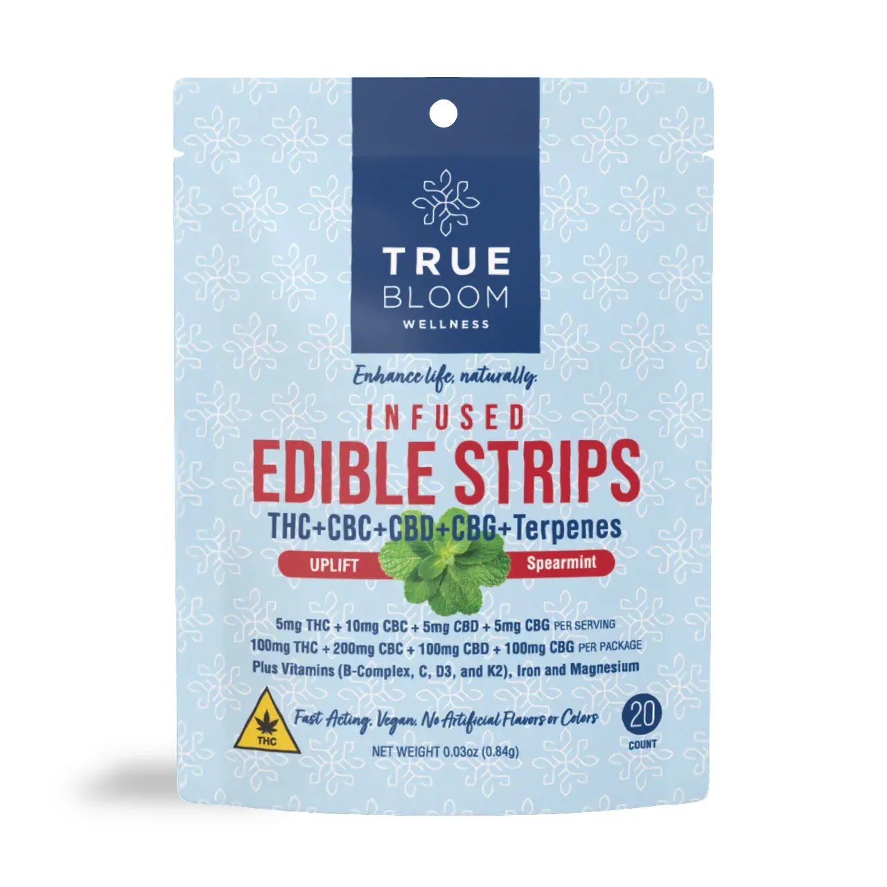 True Bloom UPLIFT | Spearmint | Edible CBD Strips