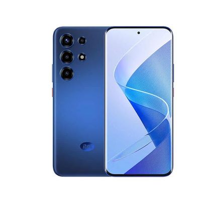 Blue itel S26 ultra smartphone with 50MP rear camera and 6.78” 3D-Curved AMOLED Display.