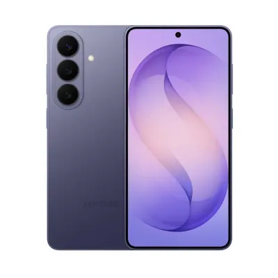 Samsung Galaxy S26 5G smartphone in purple, triple rear camera, 6.3-inch Dynamic LTPO AMOLED 2X display shown front and back.