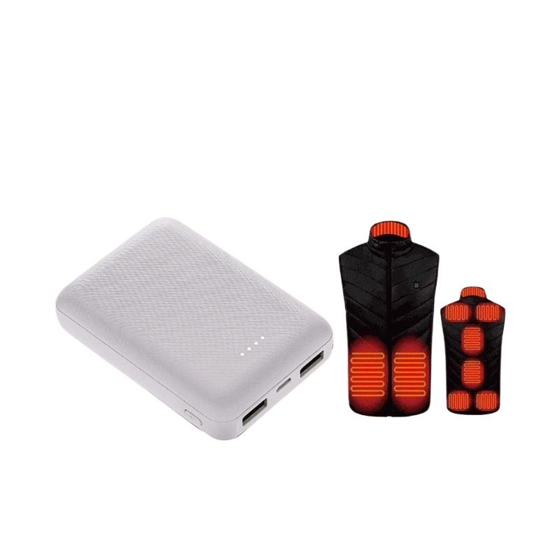 Power Bank 7000–20000mAh, 7.4V DC &amp; 5V USB Output, Rechargeable Li-Polymer Battery for Heated Vest Jacket Scarf Gloves Socks