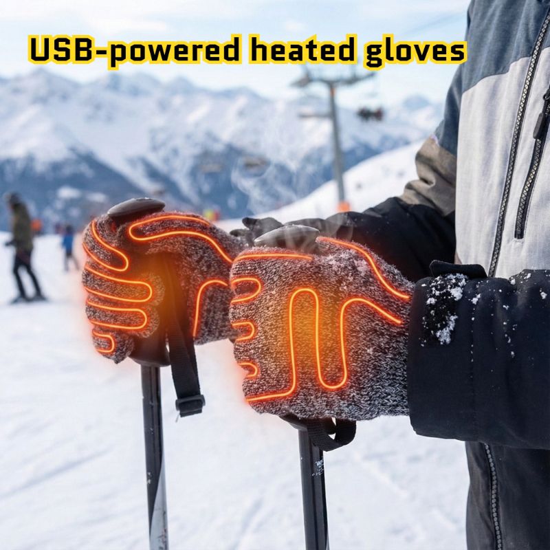 USB Heated Gloves Touchscreen Rechargeable Thermal Thickened for Skiing Motorcycle Cycling Commuting Outdoor Winter Activities