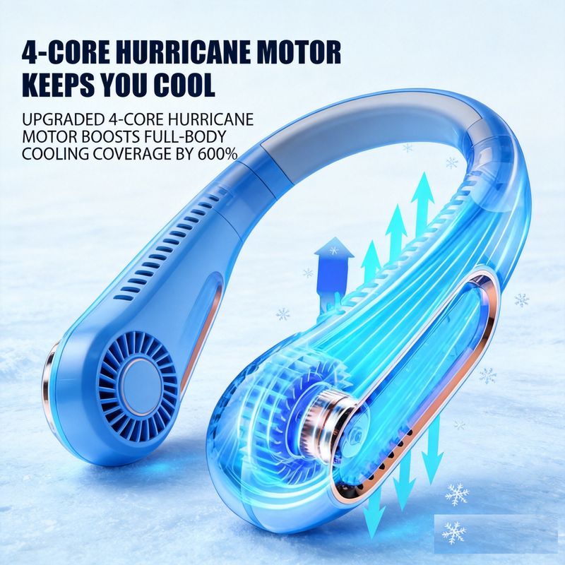 Neck Fan Digital Display Ventilator Bladeless Neckband Fan Portable Mini Air Cooler USB Rechargeable Electric Fans---Free Shipping