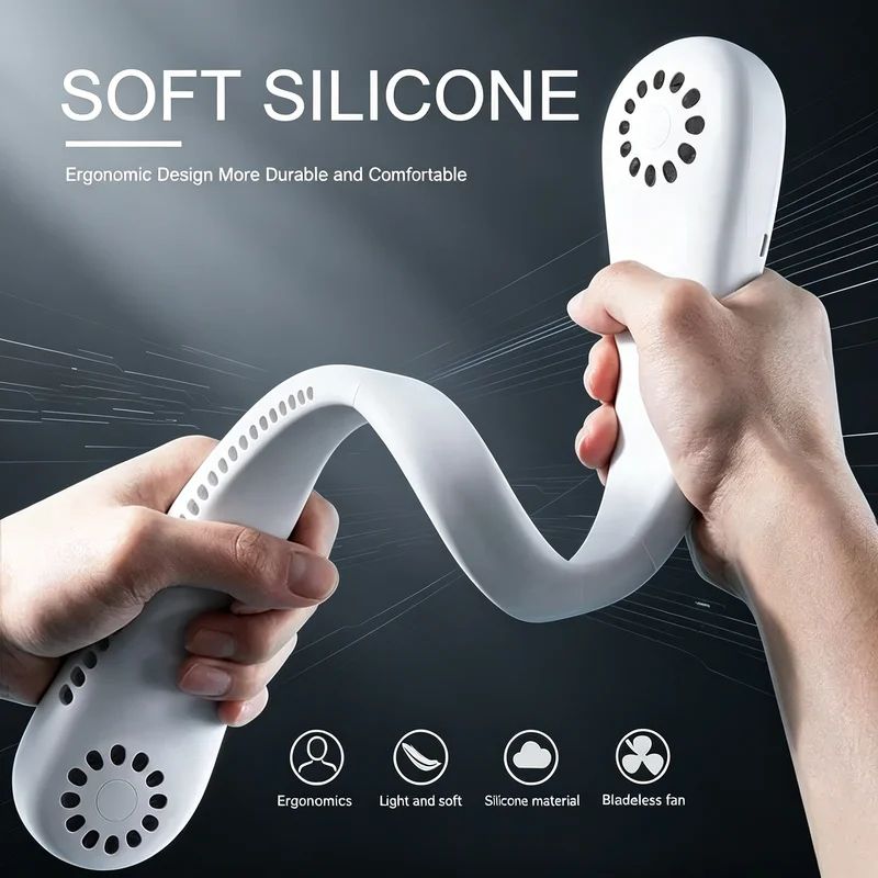 USB Rechargeable Neck Fan, Hands-Free Bladeless Cooling Fan, Quiet Wearable Design, 3-Speed Airflow, Long Battery Life for Summer Travel and Outdoor Use---Free Shipping