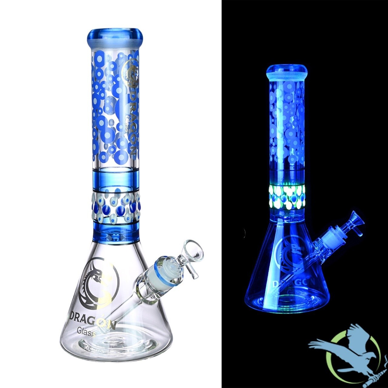 Dragon Glass Water Pipe Bubbles Beaker Base Design With Diffused Downstem - 13.5 Inches