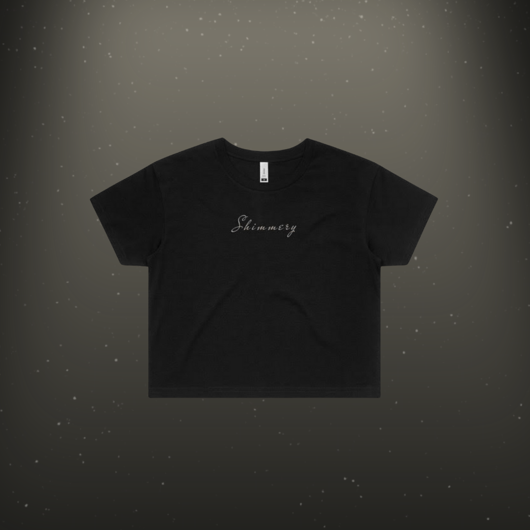Official Shimmery Burlesque Embroidered Crop T-Shirt