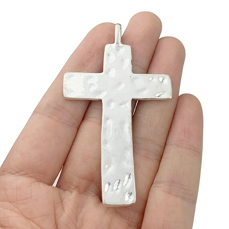 HAMMERED TIBETAN SILVER CROSS PENDANT