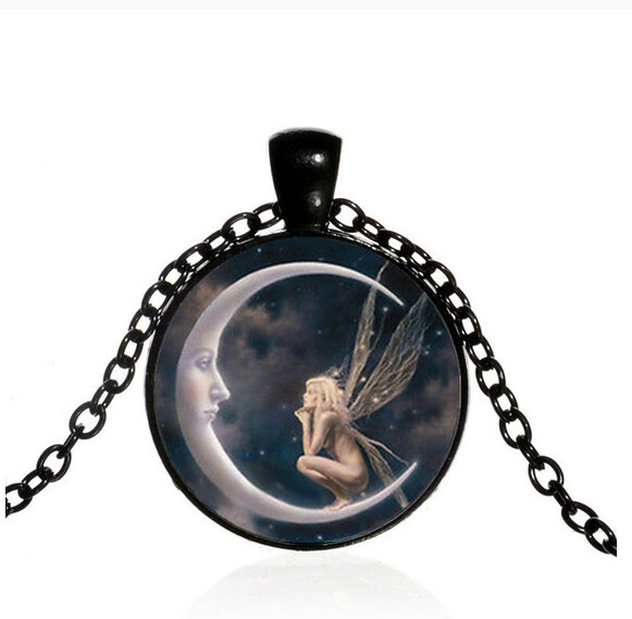 ANGEL AND MOON NECKLACE