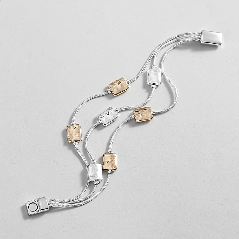 GEOMETRIC SQUARE SILVER AND GOLD BRACELET