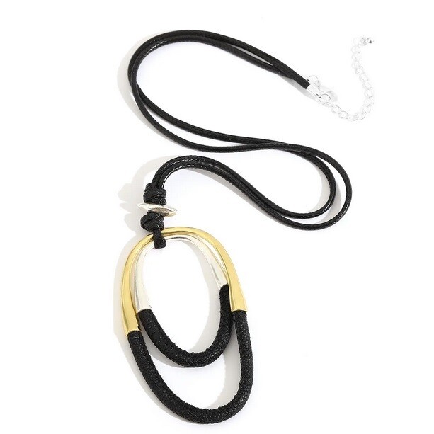 BLACK AND GOLD LEATHER PENDANT
