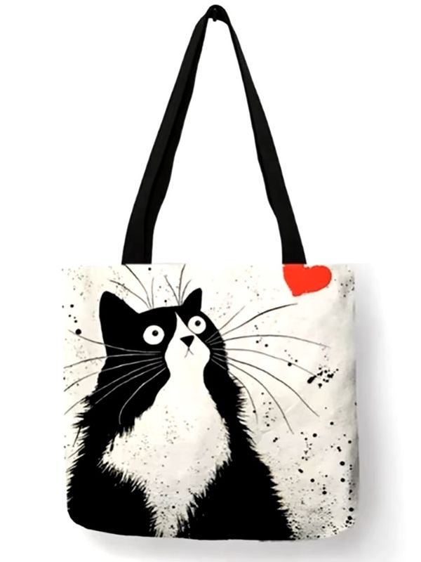 BLACK AND WHITE CAT TOTE BAG