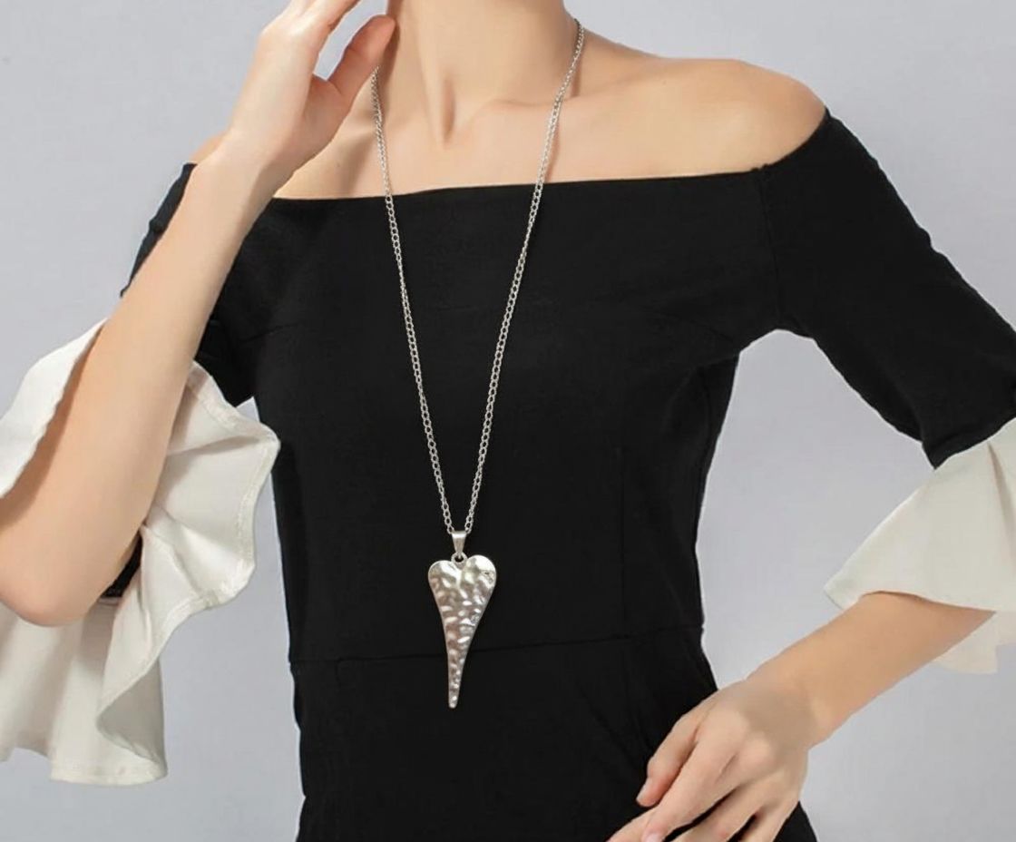 HAMMERED TIBETAN SILVER HEART PENDANT