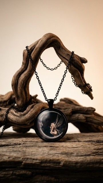 ANGEL AND MOON NECKLACE