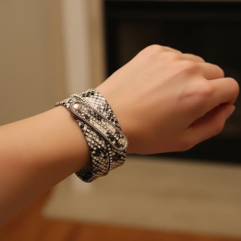 BLACK &amp; WHITE LEATHER BRACELET