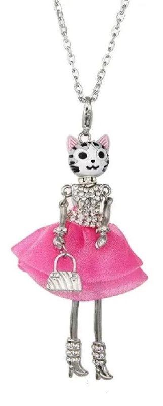 BRIGHT PINK CAT DOLL NECKLACE