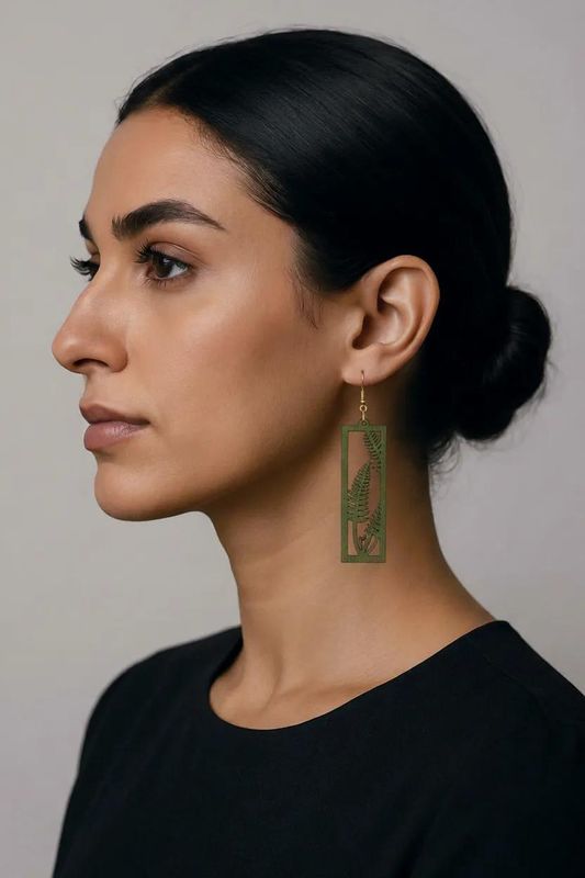 GREEN FERN EARRINGS