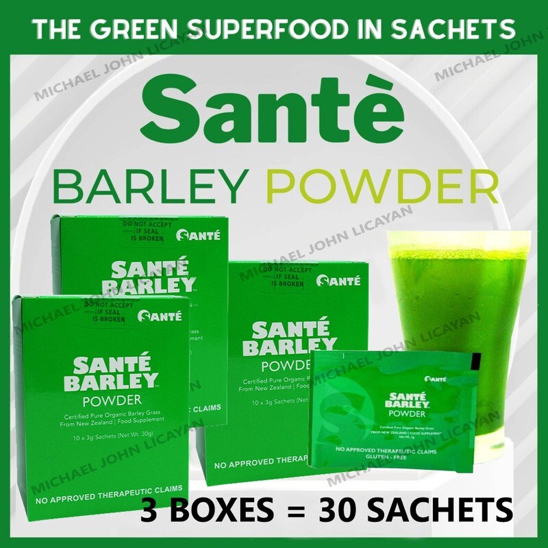 3 boxes Santé Pure Barley Juice (3gms x 30sachets)