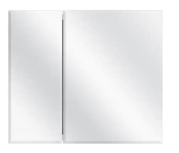 30 in. x 26 in. Frameless Recessed or Surface-Mount Bi-View Medicine Cabinet with Mirror