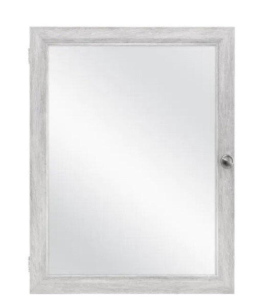 Glacier Bay 20 in. x 26 in. Recessed or Surface Mount Framed Medicine Cabinet in Gray with Mirror