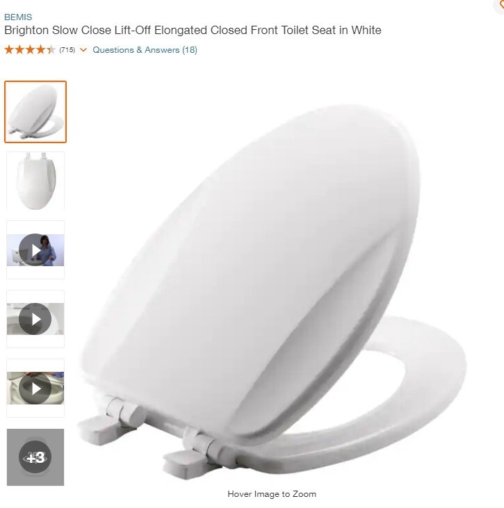 Brighton Slow Close Lift-Off Elongated Closed Front Toilet Seat in White
