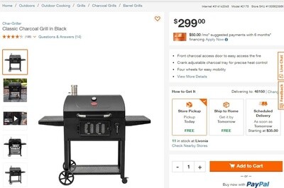 CHARGRILLER CART CHARCOAL GRILL