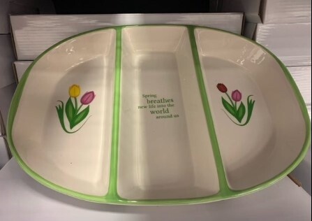 Spring Themed Ceramic 3 divided Platter