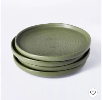 10" 4pk Stoneware Dinner Plates Green