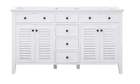 Fallworth 60 in. W x 21-1/2 in. D x 34 in. H Bath Vanity Cabinet without Top in White