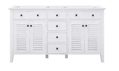 Fallworth 60 in. W x 21-1/2 in. D x 34 in. H Bath Vanity Cabinet without Top in White