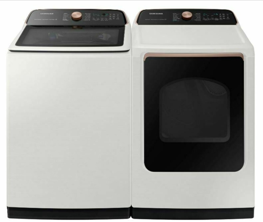 Samsung WA55A7300AE Washer & DVG55A7300E GAS Dryer Side-by Side IVORY