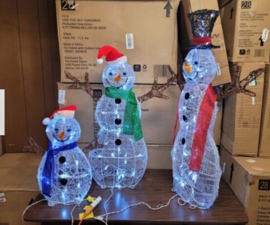 42 in. Acrylic LED Snowmen Family - Home Accents Holiday
