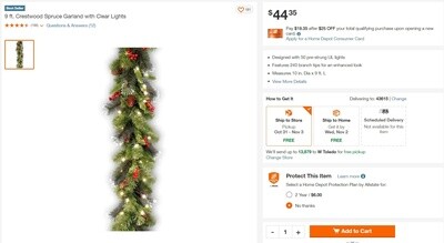 9 ft. Crestwood Spruce Garland with Clear Lights