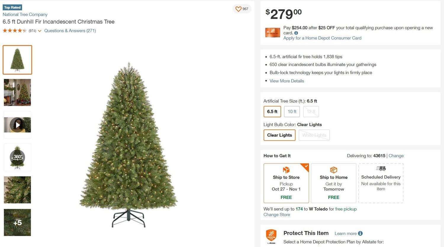 6.5 ft Dunhill Fir Incandescent Christmas Tree