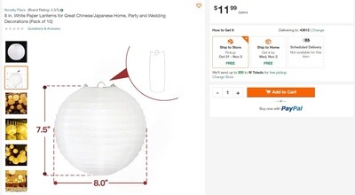 8 in. White Paper Lanterns for Great Chinese/Japanese Home, Party and Wedding Decorations (Pack of 10)