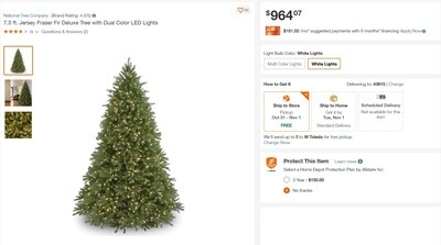 7.5 ft. Jersey Fraser Fir Deluxe Tree with Dual Color LED Lights