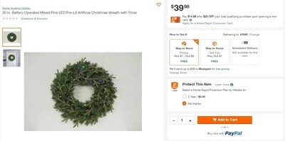 30IN MIXED PINE LED WREATH