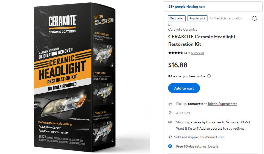CERAKOTE Ceramic Headlight Restoration Kit