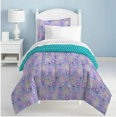 Dream Factory Cat Garden Full 7 Piece Comforter Set, Polyester, Microfiber, Grey