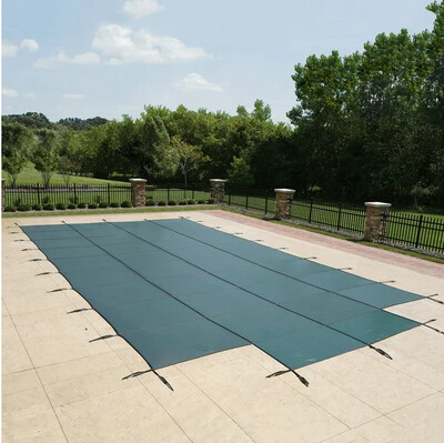 Blue Wave 18 x 36 Rectangular Mesh In-Ground Pool Safety Cover with 4 x 8 Center Step - Green