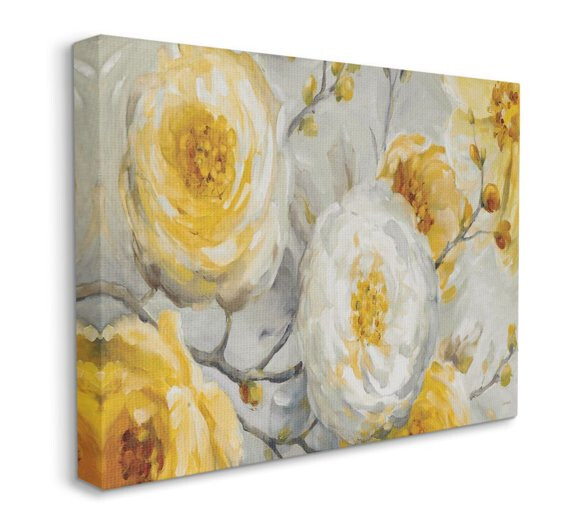 Stupell Industries Abstract Flower Blossoms Tree Yellow White Painting Canvas Wall Art Design by Lisa Audit 30" x 40"