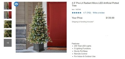 4.5' Pre-Lit Radiant Micro LED Artificial Potted Tree