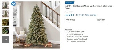 7.5' Pre-Lit Radiant Micro LED Artificial Christmas Tree