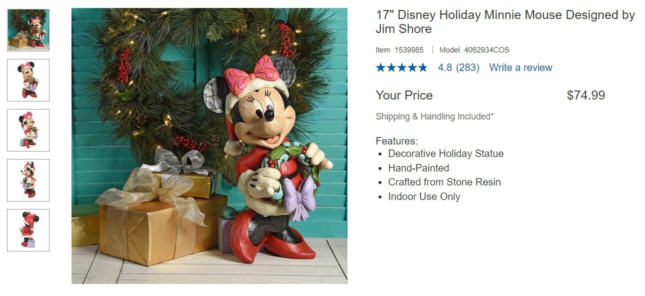 17" Disney Holiday Minnie Mouse Designed by Jim Shore