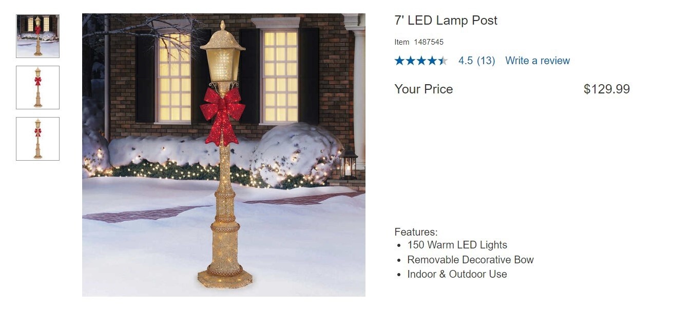 7FT HOLIDAY LED LAMP POST