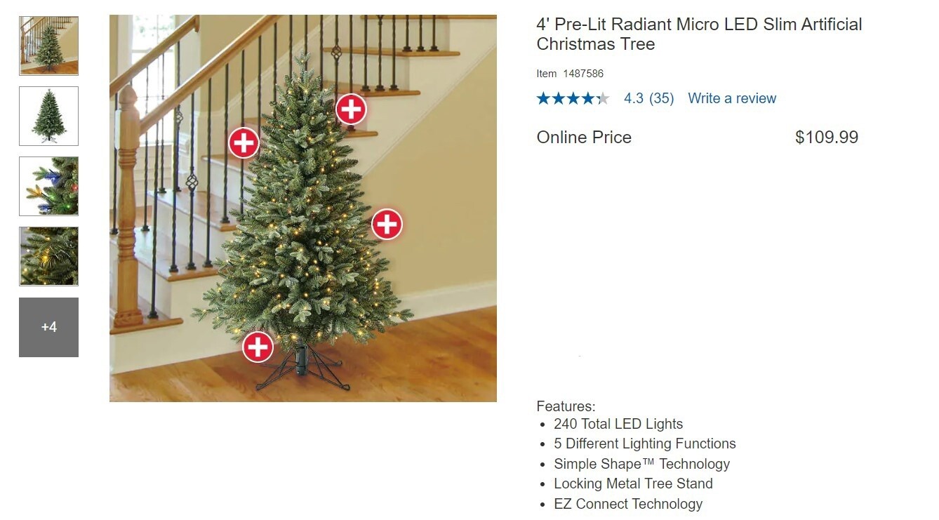 4' Pre-Lit Radiant Micro LED Slim Artificial Christmas Tree