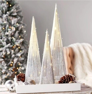 Set of 3 Ombre Lighted Cone Trees