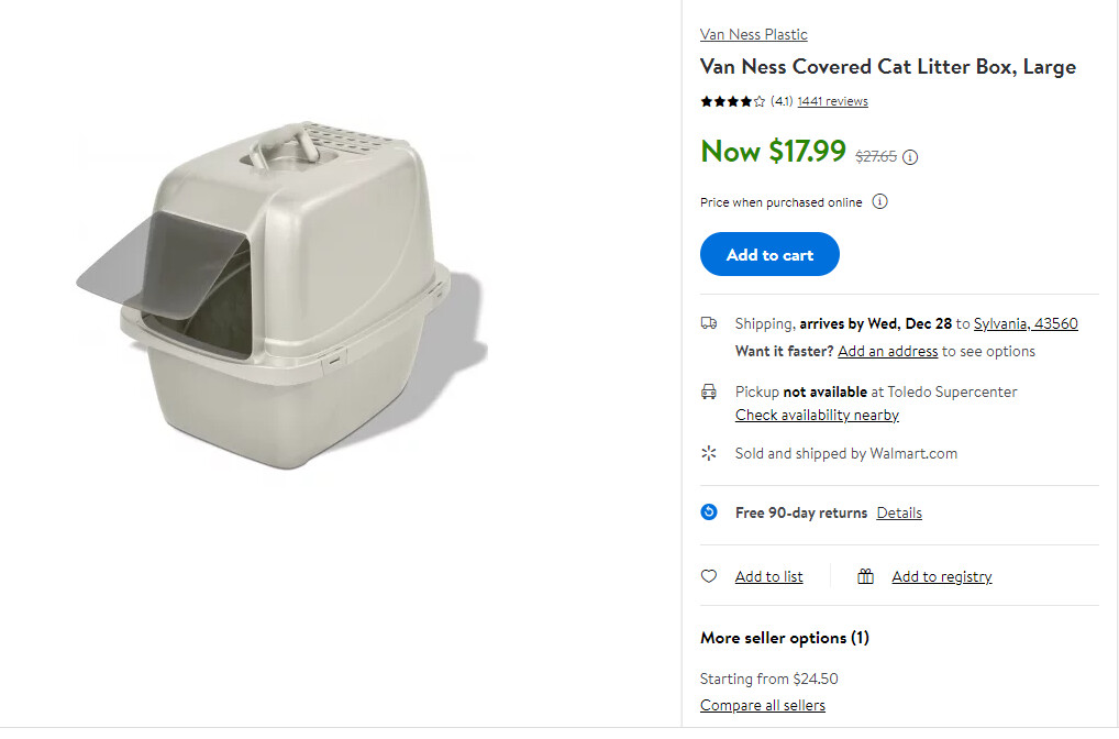 Van Ness Covered Cat Litter Box, Large