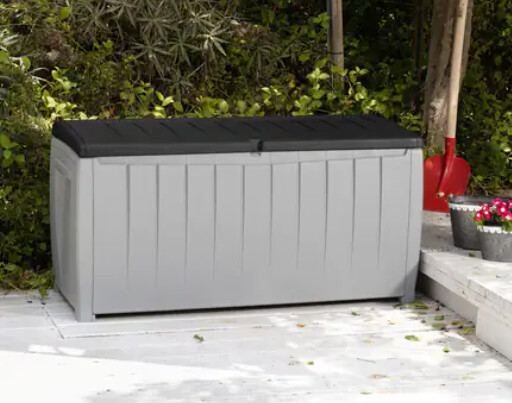 Keter Novel Outdoor All-Weather 90 Gallon Plastic and Resin Deck Box, Black